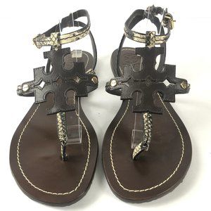 Tory Burch Snakeskin Ankle T Strap Leather Women’s Size 10